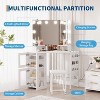 Corner Vanity Desk and Stool,Corner Makeup Vanity with LED Lighted Mirror - 3 of 4