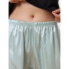 cheibear Women's Satin Elastic Wide-leg Lace Trim Loungewear Long Sleep Pants - 4 of 4