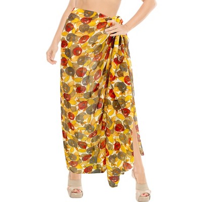 LA LEELA Women's Beach Bikini Swimwear Cover up Wrap Bathing suit Summer Wraps Swimsuit Sarong Skirts for Women One Size Multicolored, Floral