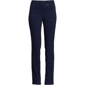 Lands' End Women's Starfish Mid Rise Knit Denim Straight Jeans