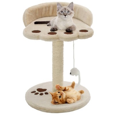 vidaXL Cat Tree Beige and Brown Particle Board Frame, Plush, Sisal Rope