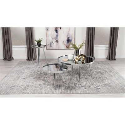 Chrome Round Metal and Glass Mirrored End Table