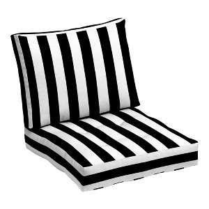 ARDEN Outdoor Plush Modern Tufted Blowfill Deep Seat Set, 24 x 24, Rain-Proof, Fade Resistant, Black Cabana Stripe - 1 of 4