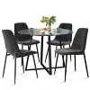 5-Piece Small Round Glass Dining Table Set For 4, Home Kitchen Round Table with 4 Upholstered Armless Chairs for Apartment, Dining Room-Maison Boucle - 2 of 4