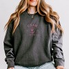Simply Sage Market Embroidered Utah Sego Flower Lightweight Garment Dyed Sweatshirt - XL - Pepper - 2 of 4