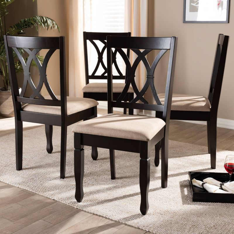 Set of 4 Reneau Finished Wood Dining Chairs Brown - Baxton Studio: Upholstered, Espresso, Modern Style, 3 of 9