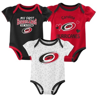 Image of NHL Carolina Hurricanes Baby Girls' Winning Goal 3pk Bodysuit Set - 0-3M