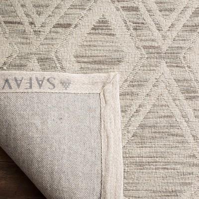 Ivory Geometric Flat Woven Wool Runner Rug
