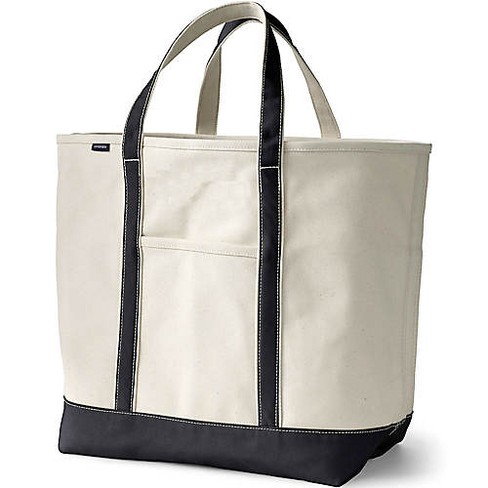 Lands' End Extra Large Natural 5 Pocket Open Top Canvas Tote Bag ...