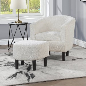 Breighton Home Take a Seat Churchill Accent Chair with Ottoman in Boucle Oatmeal - 1 of 4