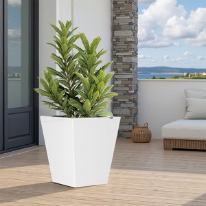Spassway Indoor Outdoor Geometric Metal Planter Pot Planter Box Patio Garden Bed Black - 1 of 4