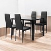 5-Piece Modern Glass Dining Table Set with 4 PU Leather Chairs, Metal Frame Kitchen Table Set for Small Spaces and Dining Room - 3 of 4