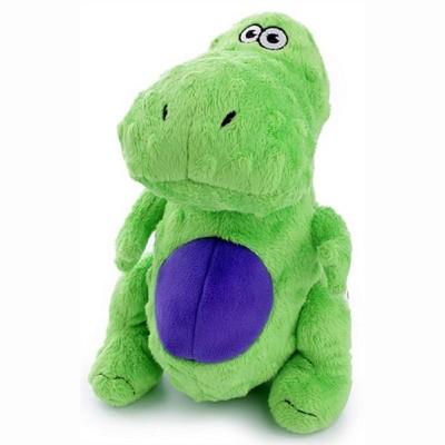 goDog Dinos T-Rex Squeaky Plush Dog Toy, Chew Guard Technology - Green, Large