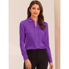 INSPIRE CHIC Women's Elegant V Neck Long Sleeve Office Work Satin Shirt - 2 of 4