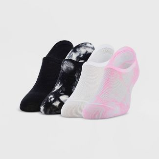Peds Women's Tie-Dye Mesh 4pk Ultra Low Liner Casual Socks - Pink/White/Black 5-10