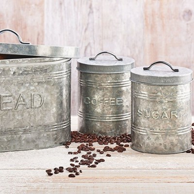 Amici Home Farmhouse Kitchen Coffee Canister, Galvanized Metal Organizer Jar with Airtight Silicone Seal - Rustic 76 Oz. Food Storage Container — фото 6