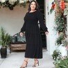 Anna-Kaci Women's Plus Size Casual Smocked Chest Round Neck Flowy Tiered Maxi Dress - 3 of 4