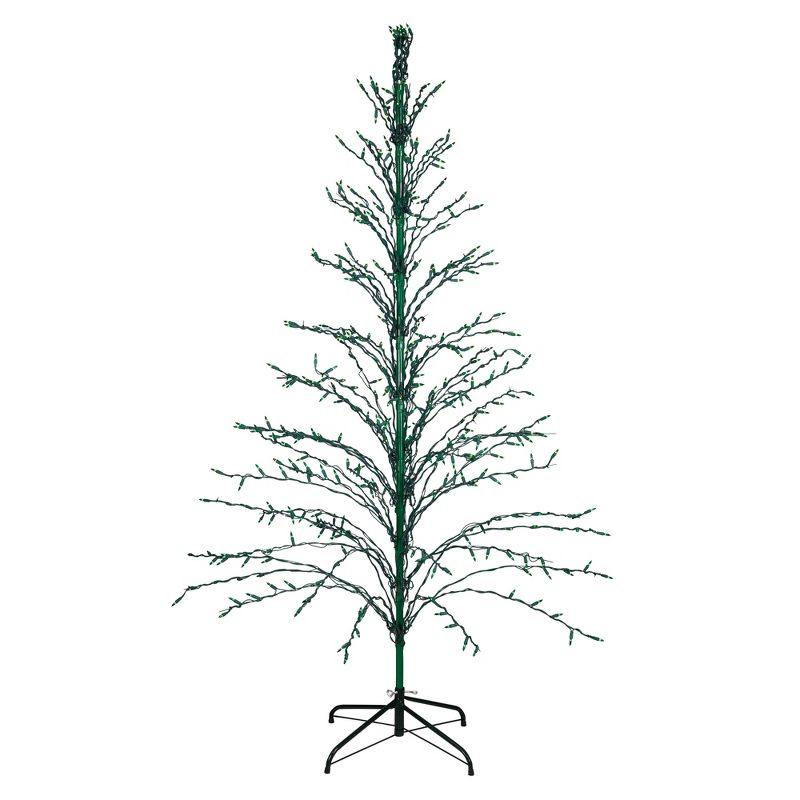 Northlight 6' Prelit Artificial Christmas Tree White Lighted Cascade Twig Outdoor Decoration - Green Lights, 1 of 8