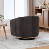 Kumasinova Upholstered Barrel Chair, 360° Swivel Chair, Chenille Accent Chair with Round Metal Base, Tufted Pumpkin-Shape Club Armchair - 3 of 4
