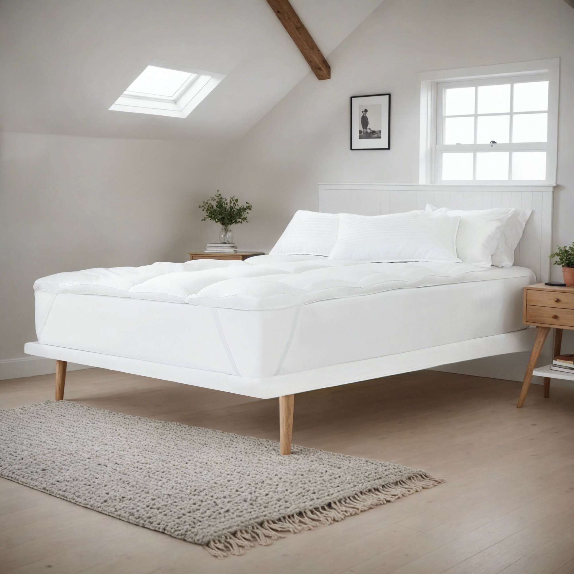 Ultra Soft Mattress Topper, 3" Overfilled Down Alternative Pad - Becky Cameron, White, Queen