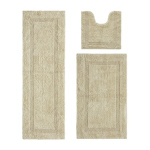 Lux Premium 100% Cotton  Ultra-Soft Tufted Solid Reversible 3 Piece Bath Rug Set, Water-Absorbent, Durable, Machine Washable Bathroom Rug - 1 of 4