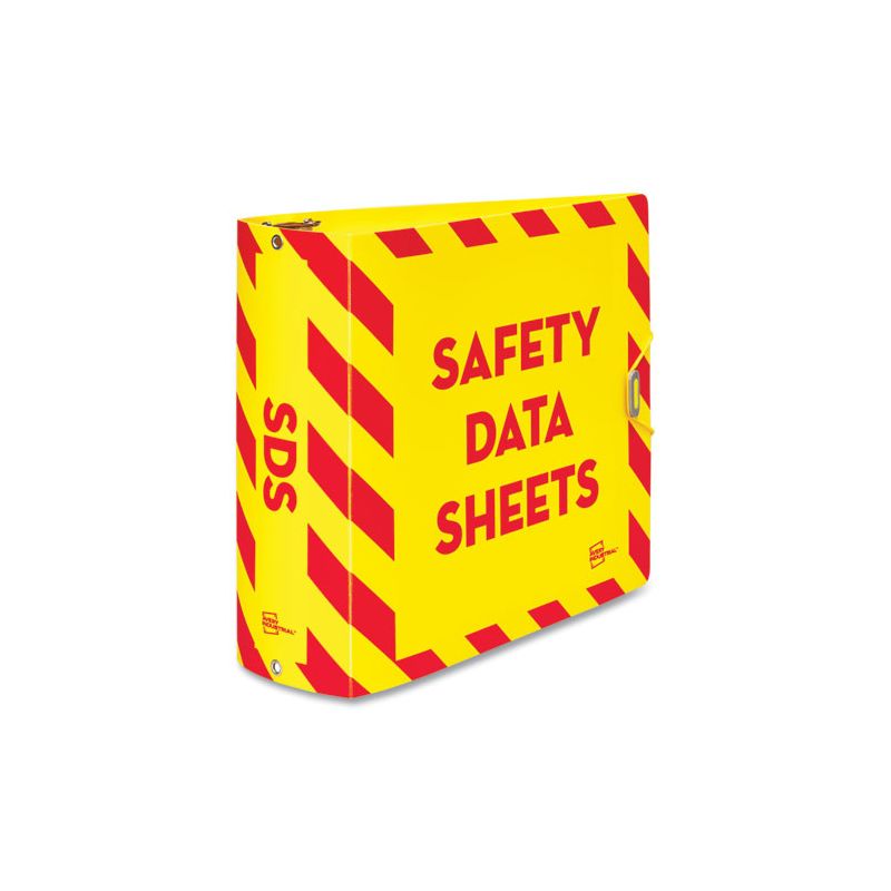 Avery UltraDuty Safety Data Sheet Binders with Chain, 3 Rings, 3" Capacity, 11 x 8.5, Yellow/Red, 1 of 5