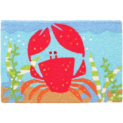 Jellybean Happy Red Crab Doormat – Cheerful Indoor/Outdoor Welcome Mat with Crab Design, Machine Washable, Eco-Friendly, 20" x 30"