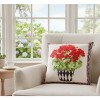 Manual Woodworkers & Weavers Rustic Porch Pillow – Geranium Pots 18" Red Floral Accent - 3 of 3