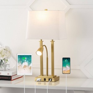 JONATHAN Y Blaire 23.75" 2-Light Metal Table Lamp with USB Charging Port Adjustable Light (Includes LED Light Bulb) - 1 of 4