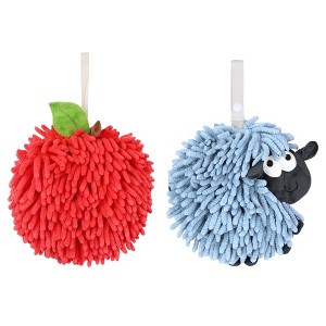 REGALWOVEN 2 Pcs Cute Comfortable Soft Absorbent Chenille Ball Fuzzy Hand Towel - 1 of 4