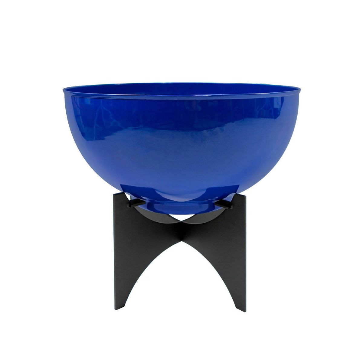 ACHLA Designs 20" Wide Planter Bowl Galvanized Steel with Black Wrought Iron Norma Plant Stand French Blue
