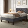 CSBDHome Linen Fabric Upholstered Platform Bed Frame with Headboard - 3 of 4