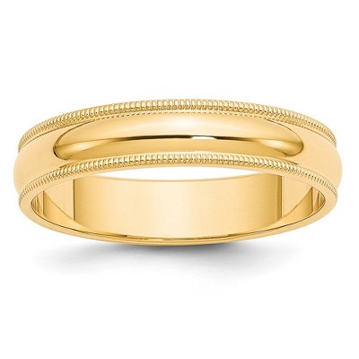 Black Bow Jewelry 5mm 10K Rose, White, or Yellow Gold Half Round Milgrain Standard Band