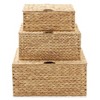 Casafield Water Hyacinth Lidded Storage Basket Sets,  Multipurpose Rectangular Organizer Totes - 4 of 4