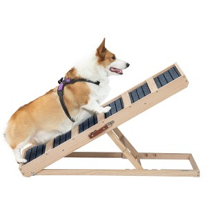 Sandinrayli Folding Portable Wooden Dog Ramp with Non-slip Carpet, 15.75-24 in. H - 1 of 4