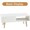QingMoon Rattan Coffee Table, Rectangle Sofa Table with Storage Sliding Door and Solid Wood Legs for Living Room, Apartment - 2 of 4