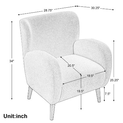 Camel Boucle Upholstered Barrel Accent Chair with Wood Legs