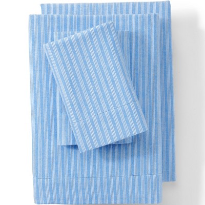 King Size Bright Lapis Striped Cotton Flannel Pillowcase