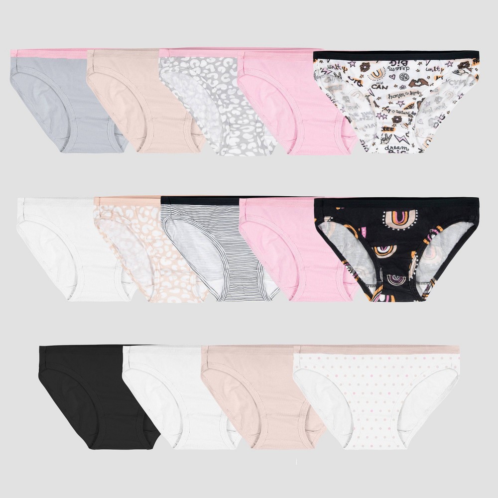 Fruit of the Loom Girls' 14pk Cotton Bikini Underwear - 12