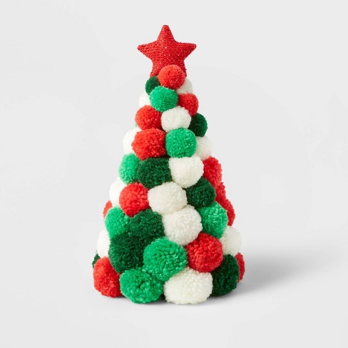 Pom Pom Christmas Trees Decorative Figurine Red White Green Wondershop Target