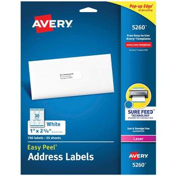 Avery Easy Peel Address Labels, Laser, 1 x 2-5/8 Inches, Pack of 750