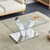 DOMETOUR Modern Minimalist Coffee Table Transparent Tempered Glass Tabletop with Silver MDF Pillars for Living Room and Dining Room - 2 of 4