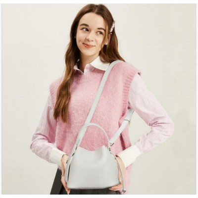 FATMOON Trendy Bucket Handbags - Women's Spring PU Leather Shoulder Crossbody Bag with Removable Strap
