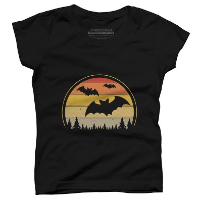 Girl's Design By Humans Vintage Retro Vampire Bats Halloween Costume By Chos T-Shirt