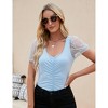 Women's Square Neck Mesh Panel Blouse Delicate Sheer Accent Top for Parties, Dates Everyday Elegance - 2 of 4