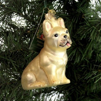 6-Inch Beige Glass French Bulldog Tree Topper