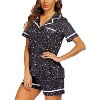 Ekouaer Women's Pajama Sets 2 Piece Short Sleeve Button Down Tops and Pants Pj Set V Neck Sleepwear Loungewear Chest Pocket - 3 of 4
