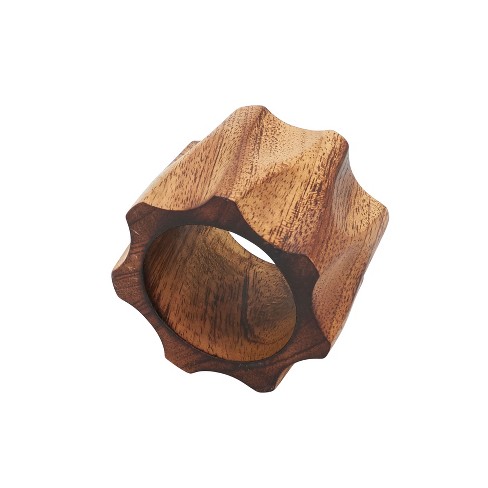 Saro Lifestyle Wood Napkin Rings With Twisted Design (set Of 4