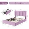 Full Size Bed Frame with Chic Wavy Headboard, Kids Bed Frame with 2 Drawers, Boucle Upholstered Platform Bed for Girls - 4 of 4