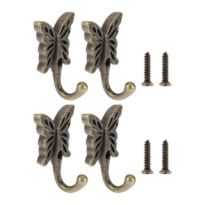 Unique Bargains Vintage Clothes Hooks 2.17"x1.34"x0.79" Bronze Tone 4 Pcs